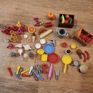 Lego Friends Food Kitchen Cooking Accessory Lot Fruit Burger Dishes Utensil Crab